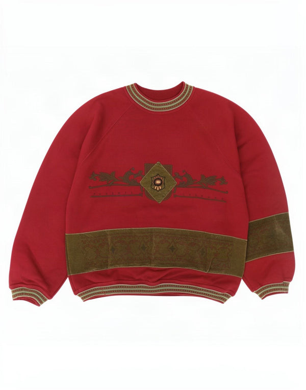 Felpa vintage da uomo con vestibilità regolare grafica, maglione XL, retro bordeaux