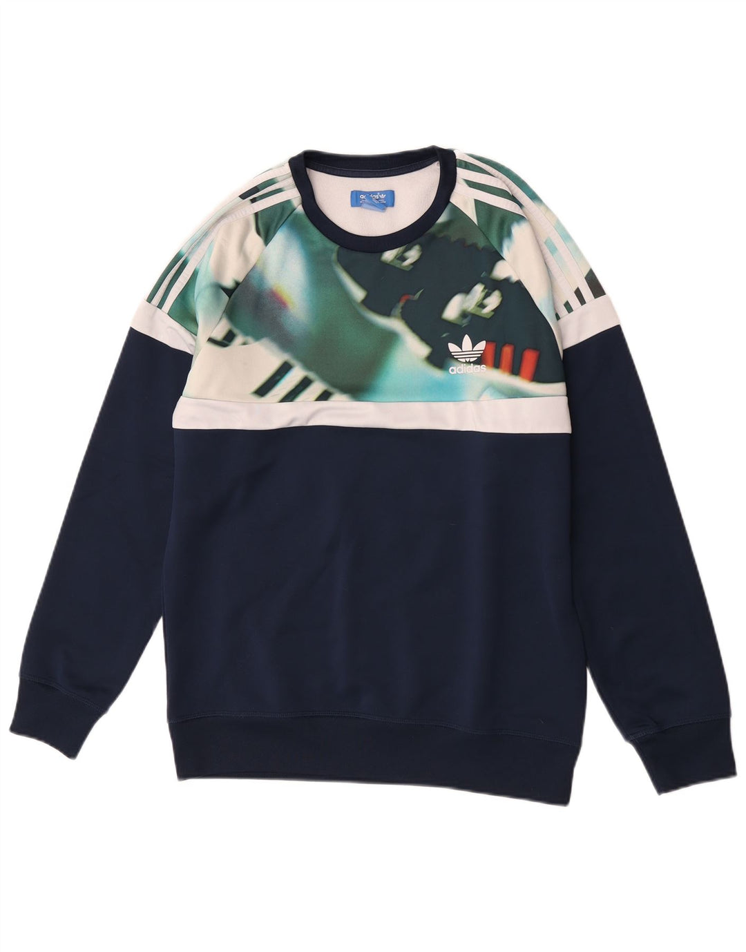 Felpa da uomo Adidas maglione medio blu navy color block in poliestere