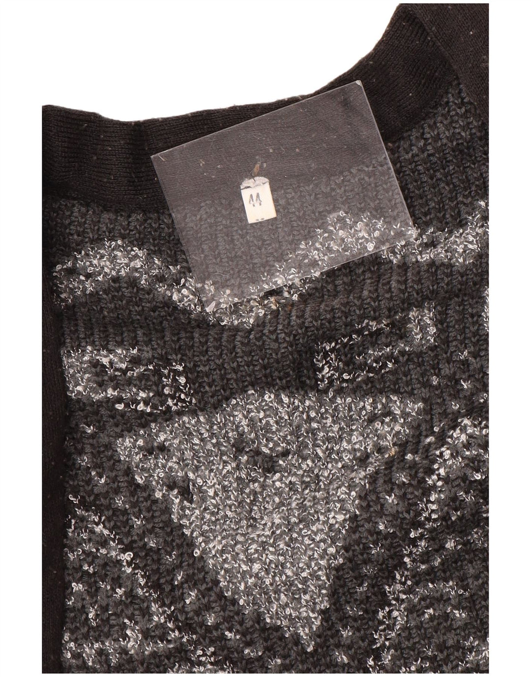 Maglione cardigan aperto lungo da donna VINTAGE EU 44 XL Grigio geometrico