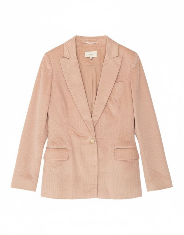 Giacca blazer da donna in velluto a coste a 1 bottone Reiss UK 12 cotone rosa medio