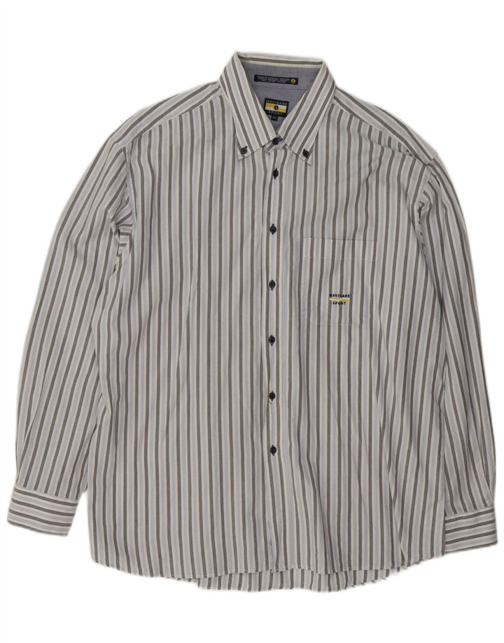 Camicia Uomo NAVIGARE 2XL Cotone a Righe Blu