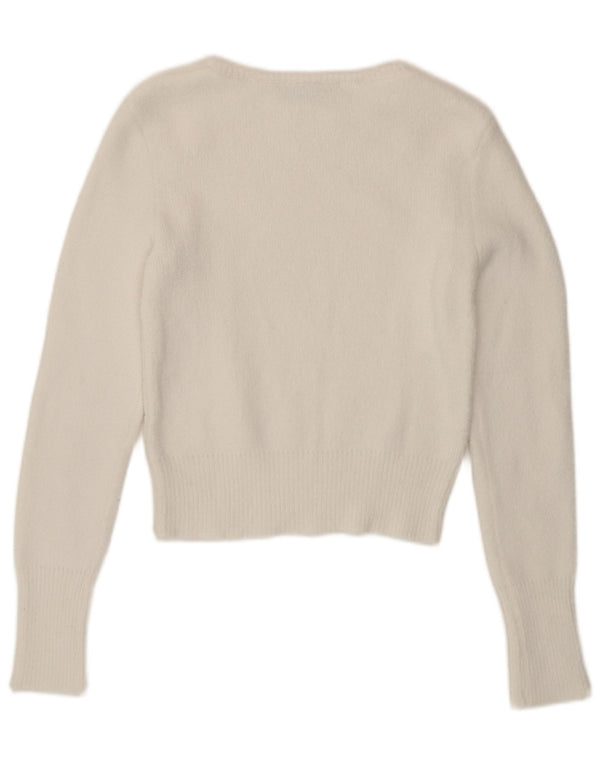 Maglione corto con scollo a barca da donna Zara UK 10 piccolo bianco