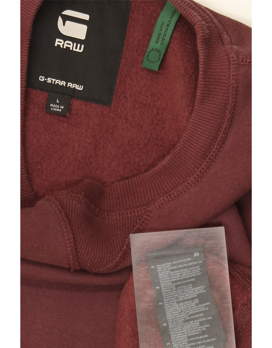 Felpa da uomo G-Star Maglione grande in cotone bordeaux