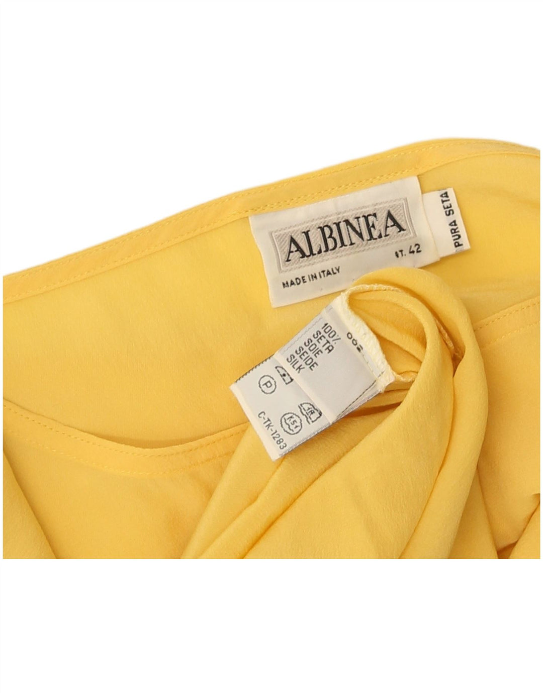Camicetta vintage da donna Top IT 42 Seta gialla media