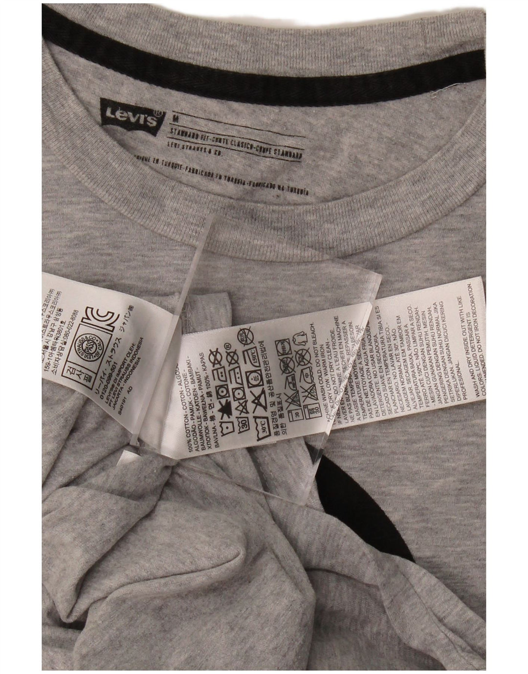 LEVI'S Mens Standard Fit Graphic T-Shirt Top Medium Grey Cotton