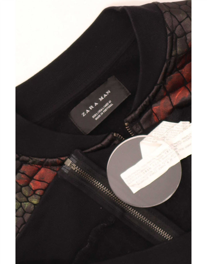 Giacca da ginnastica da uomo Zara grande in cotone floreale nero