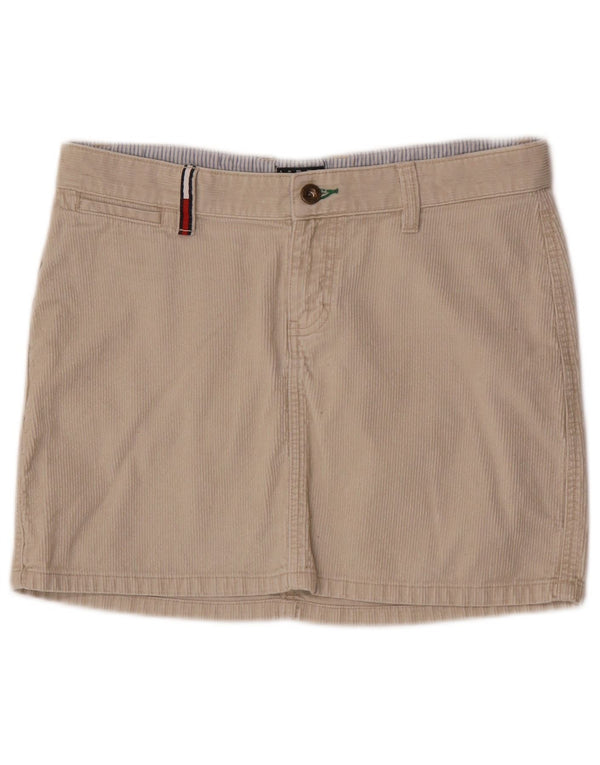 Mini gonna di velluto a coste da donna Tommy Hilfiger US 9 media W30 cotone beige