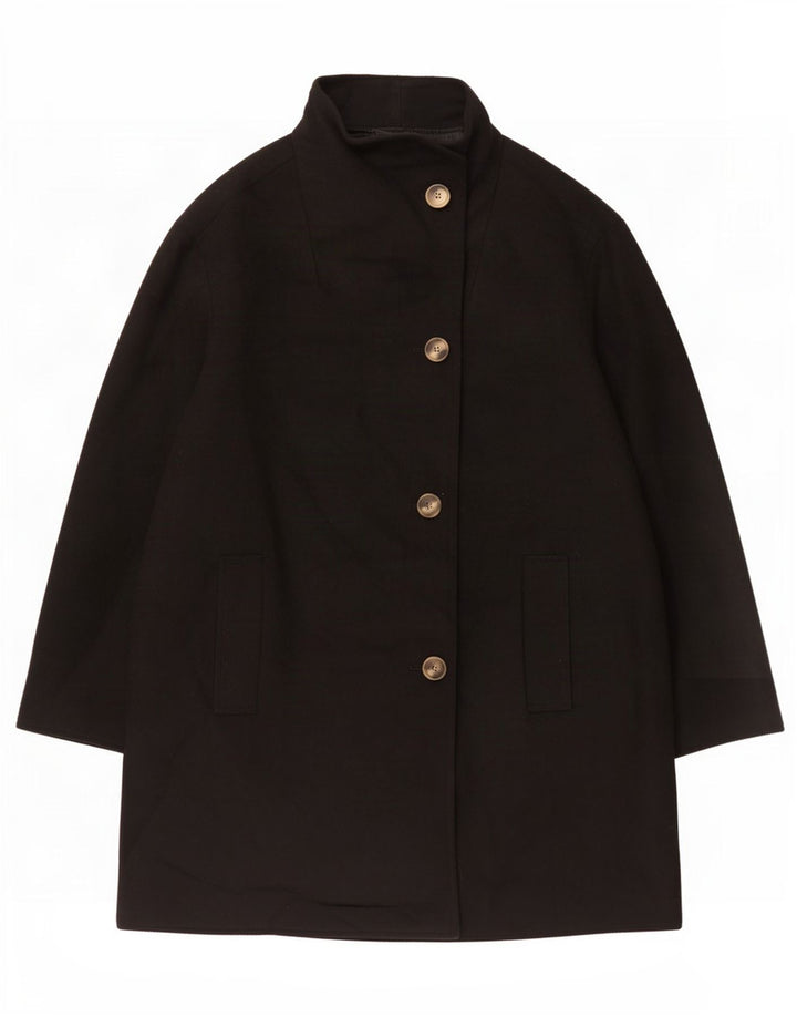 Cappotto oversize da donna a 4 bottoni John Lewis UK 16 Large Nero Poliestere