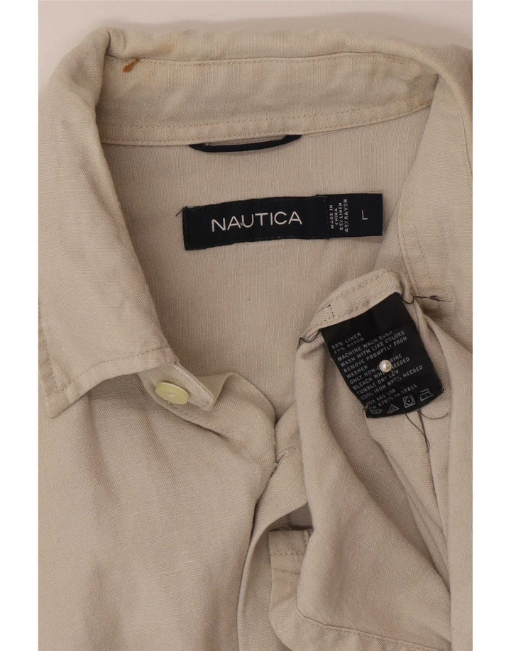 Camicia a maniche corte da uomo Nautica Large in lino grigio