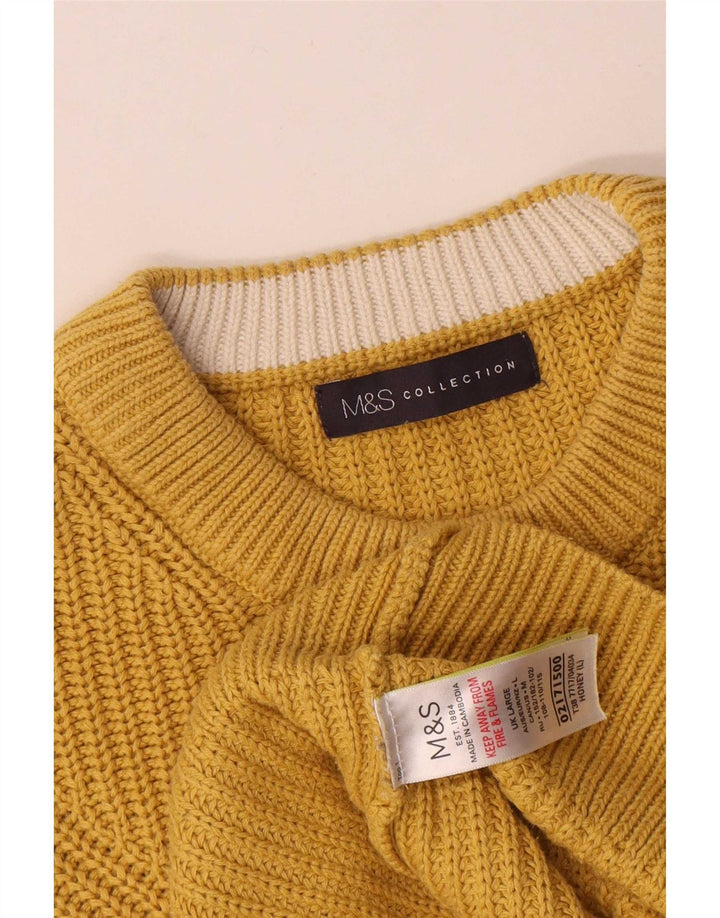 Maglione maglione girocollo da uomo Marks & Spencer grande cotone giallo