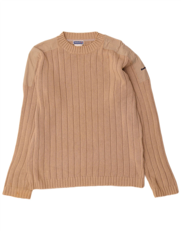 Maglione Reebok da uomo girocollo girocollo in cotone beige medio
