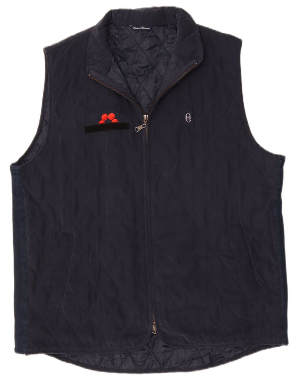 CONTE OF FLORENCE Gilet trapuntato da uomo UK 44 2XL Blu navy
