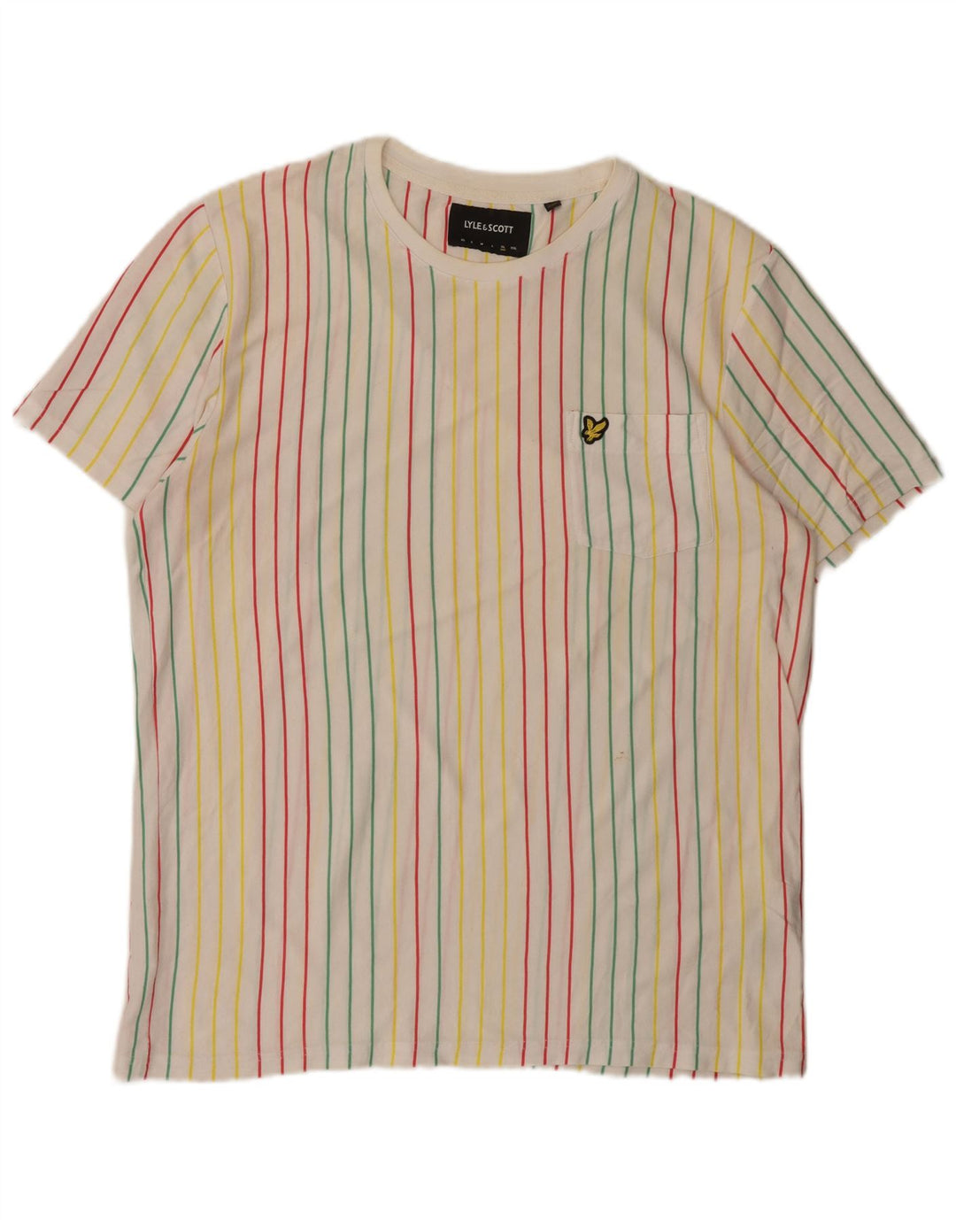 Lyle & Scott T-shirt da uomo Top XL in cotone a righe multicolore