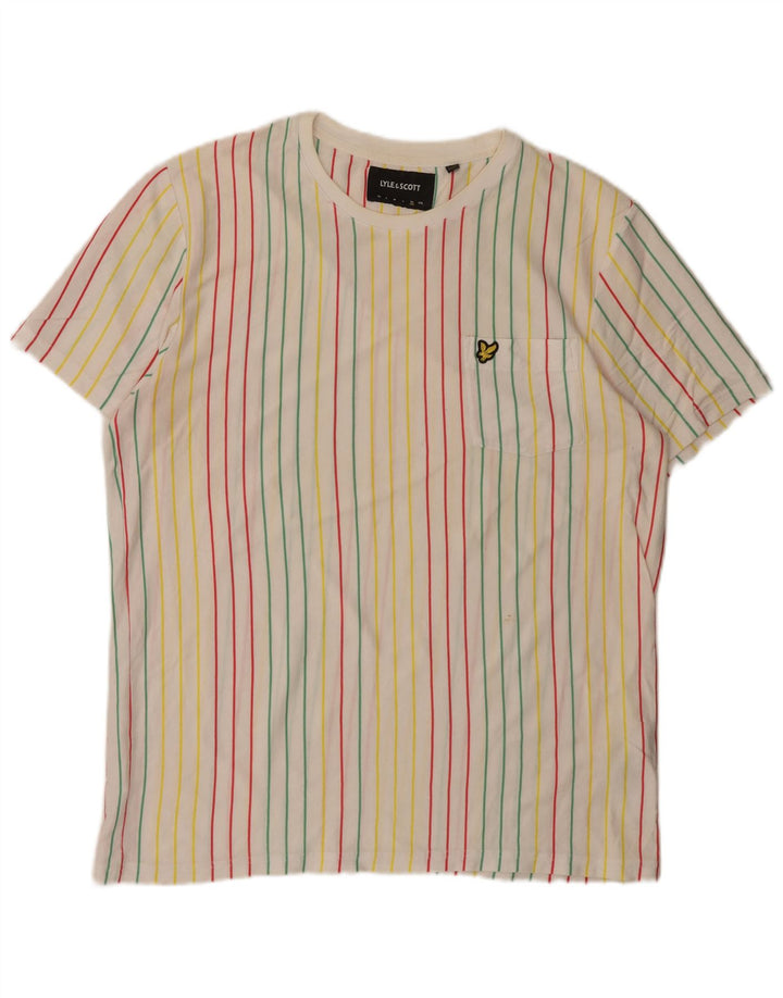 Lyle & Scott T-shirt da uomo Top XL in cotone a righe multicolore