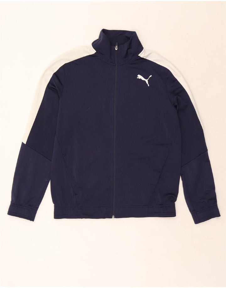 Giacca da tuta da uomo Puma Medium in poliestere color block blu navy
