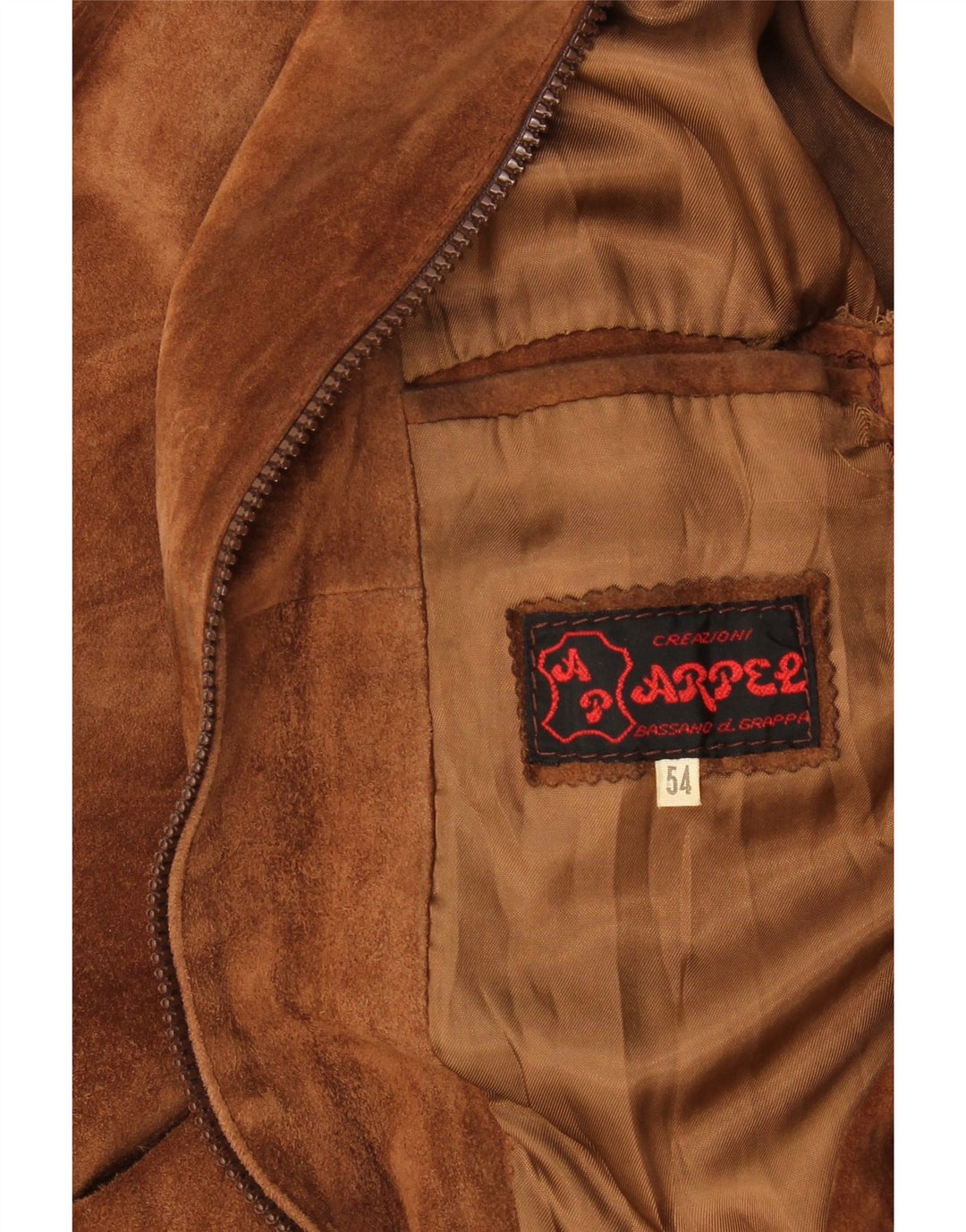 Giubbotto bomber vintage in pelle scamosciata da uomo IT 54 2XL Beige