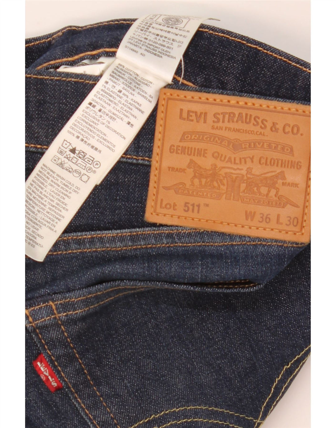 Levi's Uomo 511 Slim Jeans W36 L30 Blu Navy Cotone