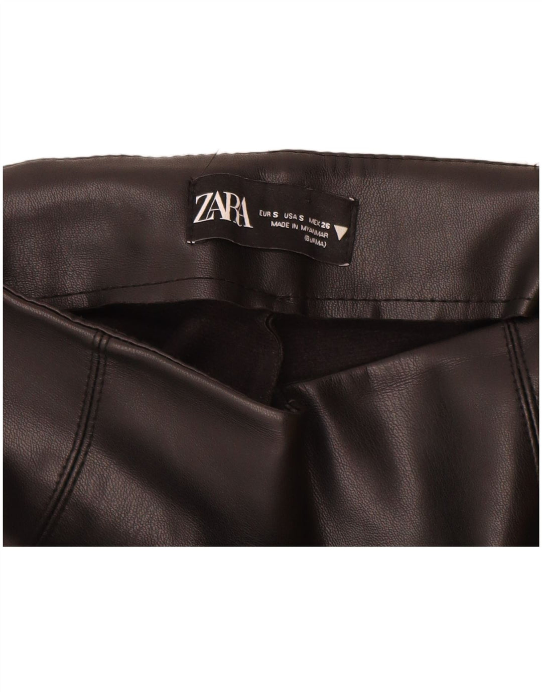 Pantaloni Zara da donna in ecopelle bootcut piccoli W26 L27 neri
