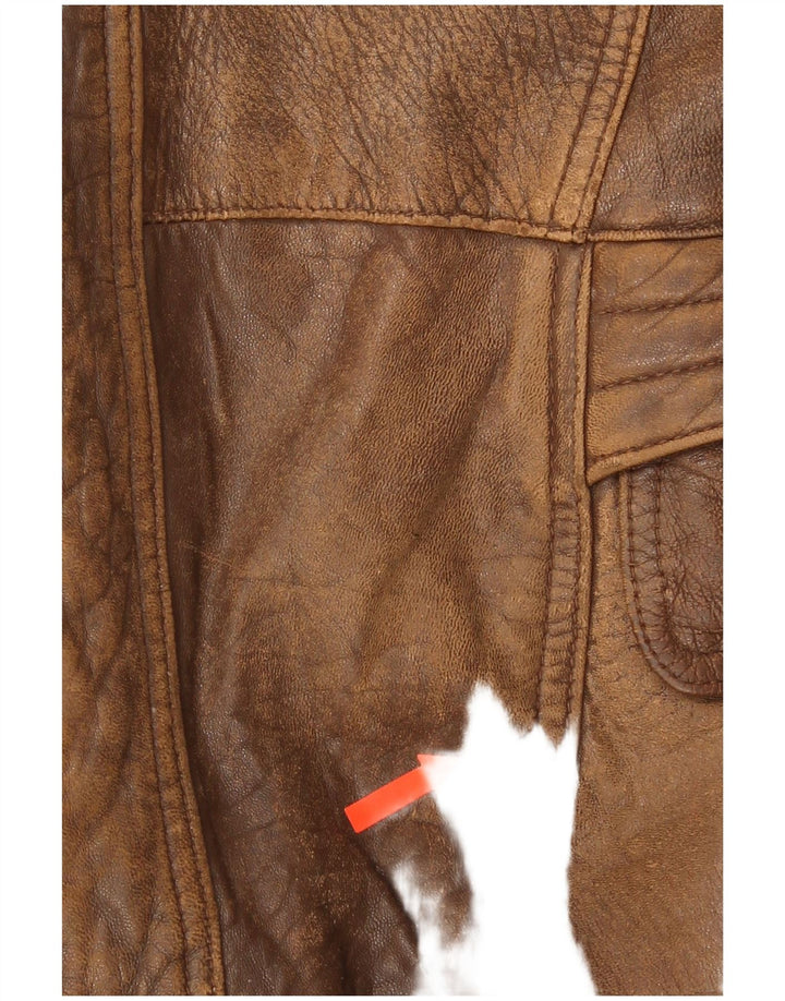 Giacca in pelle vintage da uomo UK 40 grande marrone