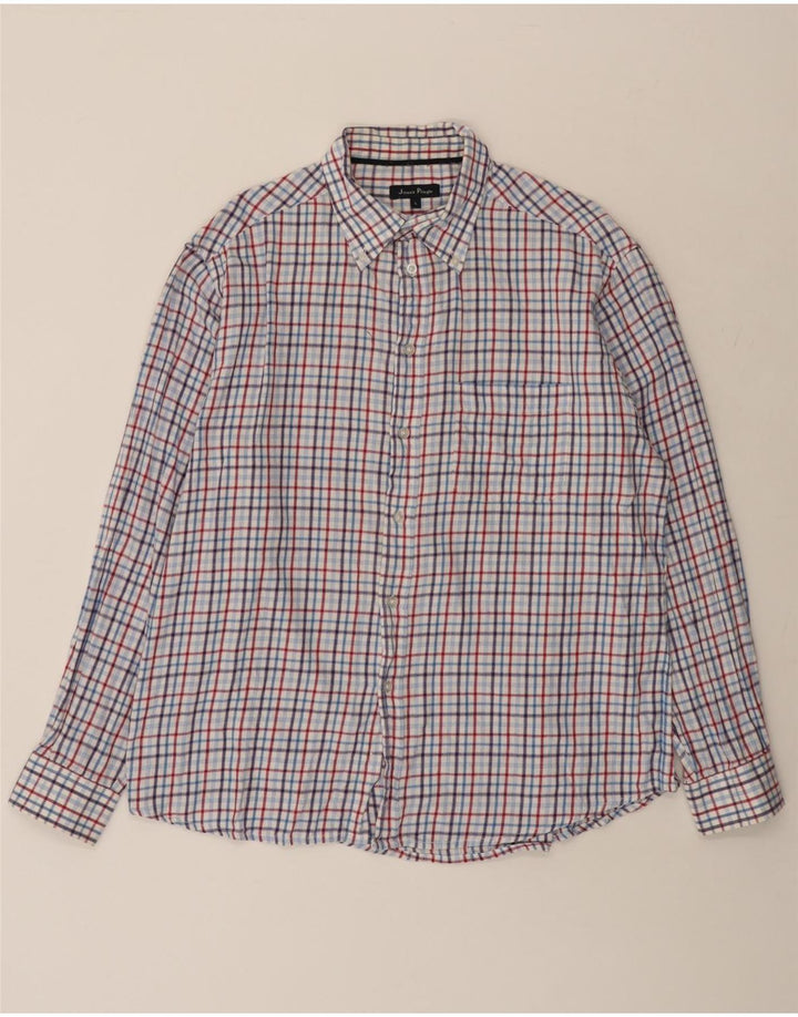 JAMES PRINGLE Camicia da uomo in flanella di cotone a quadri blu grande