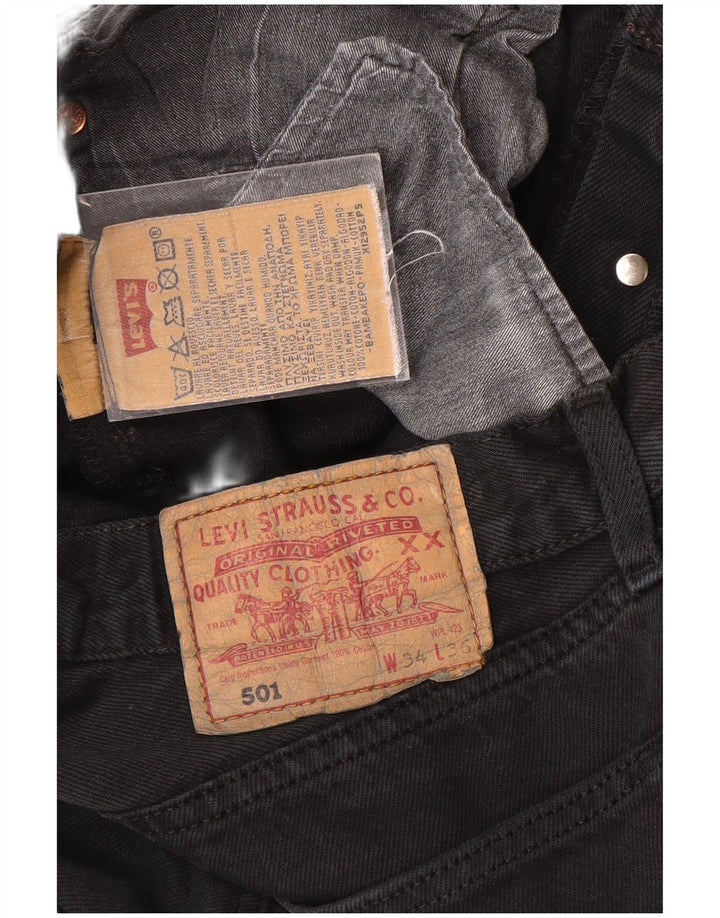 LEVI'S Jeans dritti da uomo 501 W34 L36 cotone nero