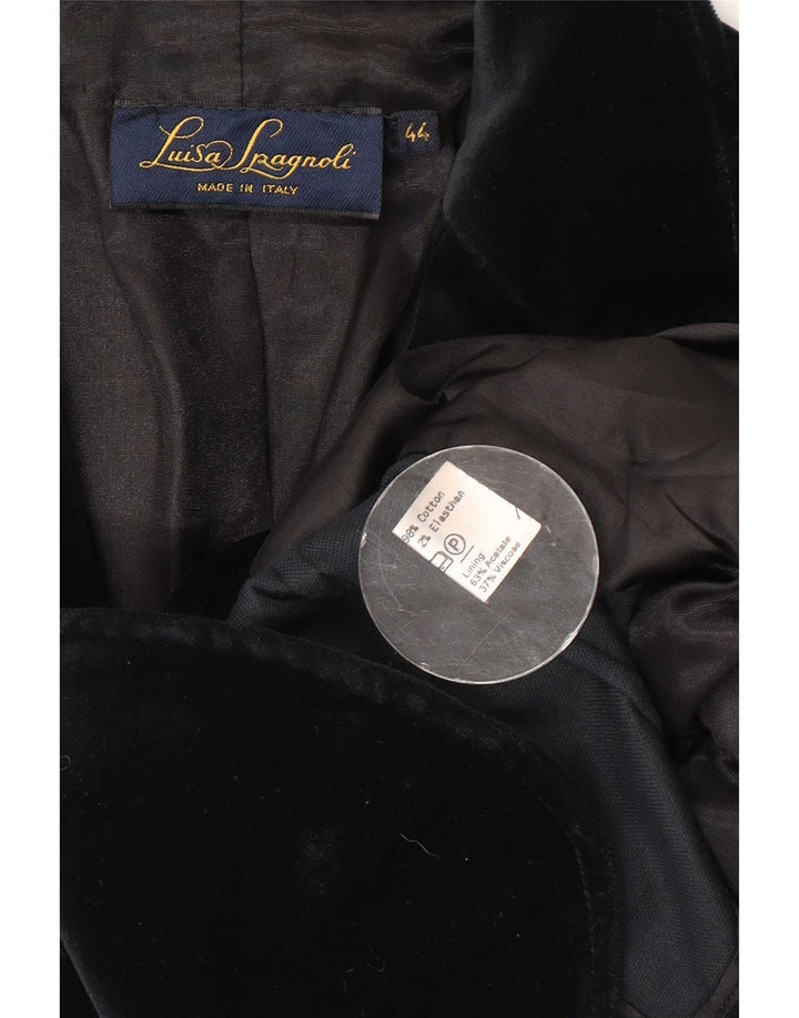 Luisa Spagnoli Giacca Blazer in Velluto da Donna a 2 Bottoni IT 44 Media Nera