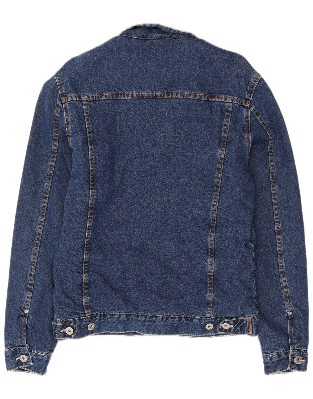 Giacca in denim Sherpa da uomo ZARA UK 40 grande in cotone blu navy