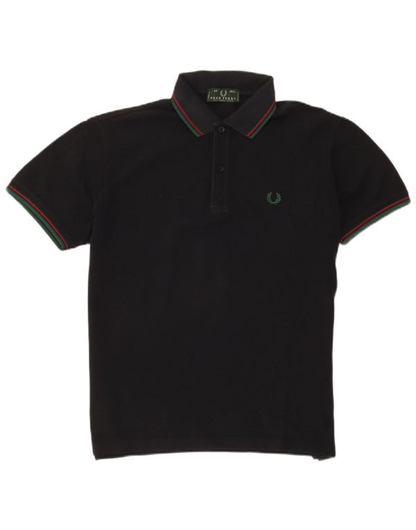 Polo da uomo Fred Perry in cotone a righe nere medie