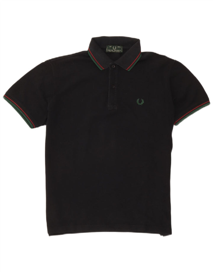 Polo da uomo Fred Perry in cotone a righe nere medie
