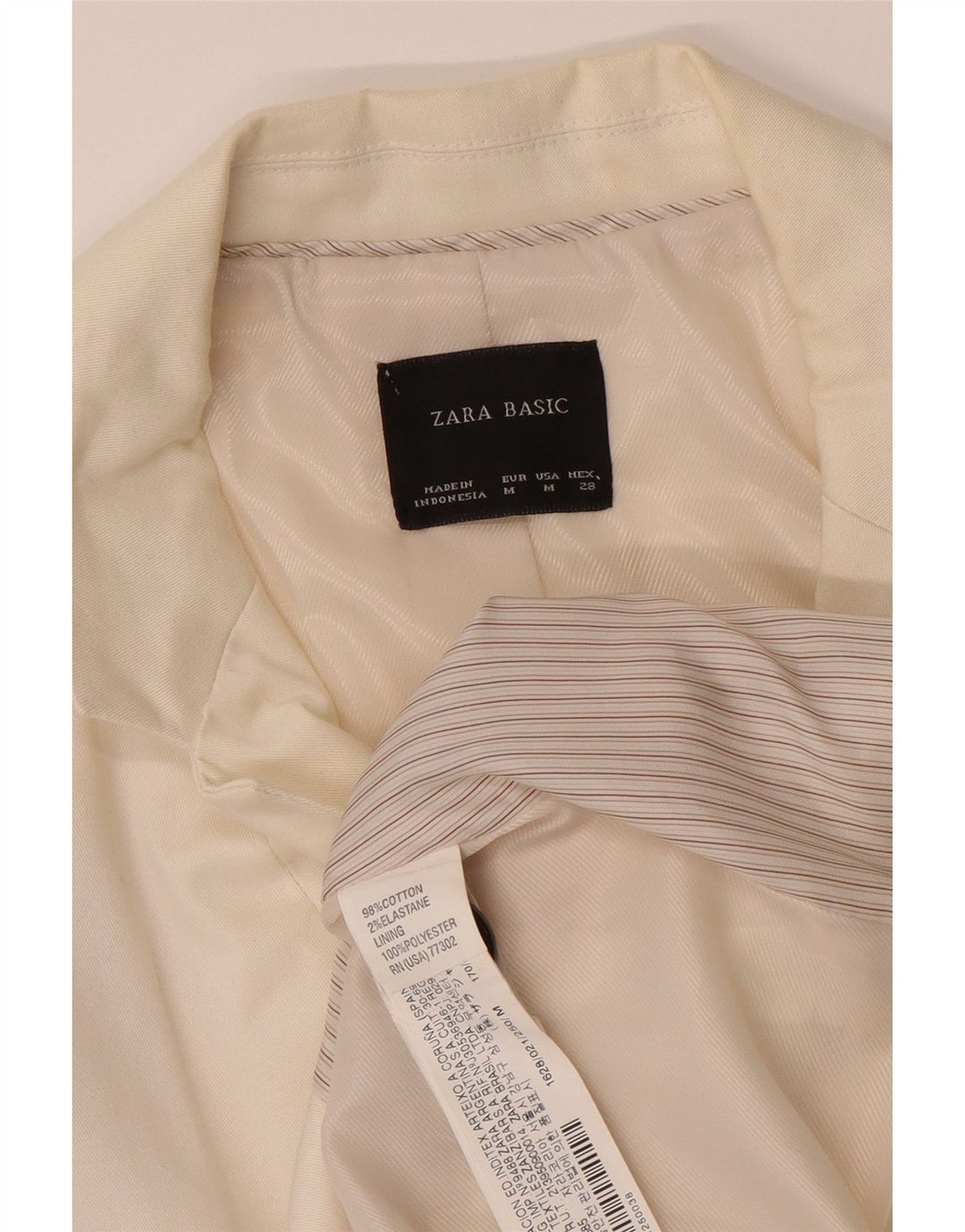ZARA Womens 1 Button Blazer Jacket UK 12 Medium Off White Cotton Vintage Zara and Second-Hand Zara from Messina Hembry 