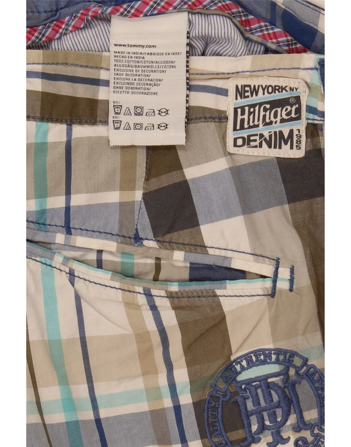 Pantaloncini chino da uomo Tommy Hilfiger W34 grande cotone scozzese multicolore