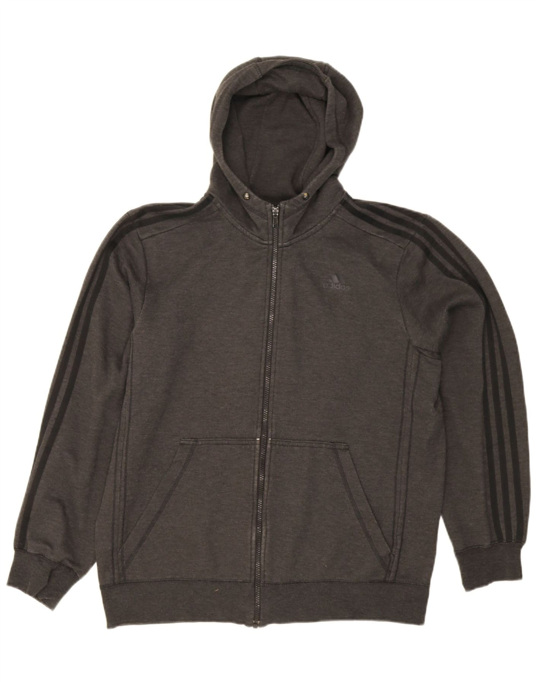 Maglione con cappuccio e zip Adidas Climalite da uomo grande in poliestere grigio