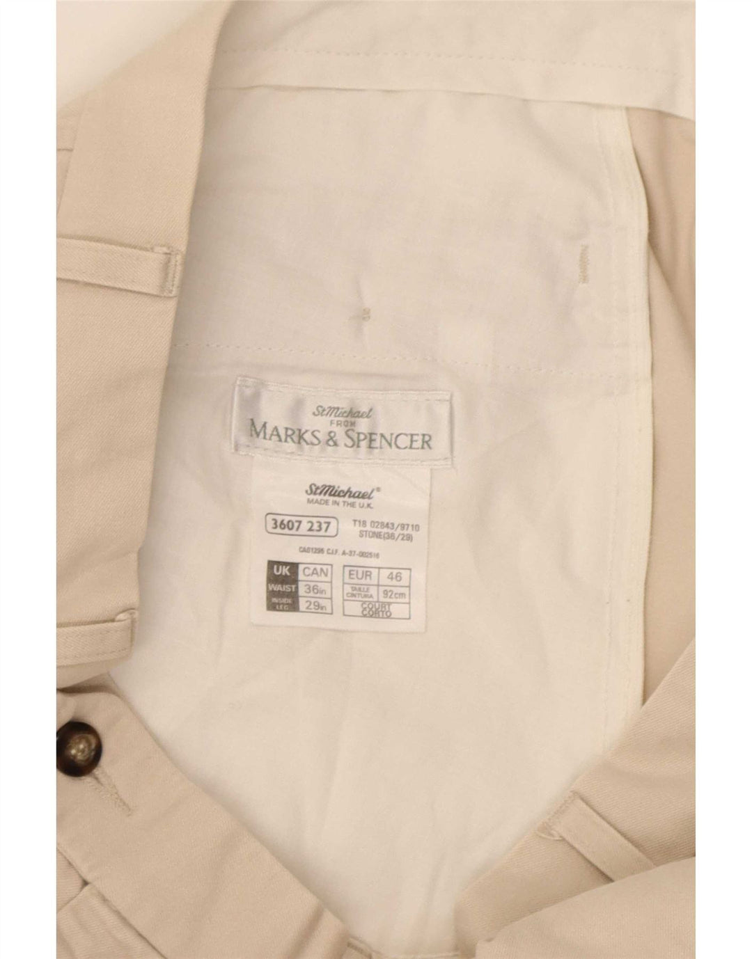 Pantaloni da abito con pegging da uomo Marks & Spencer W36 L29 in cotone beige