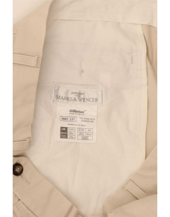 Pantaloni da abito con pegging da uomo Marks & Spencer W36 L29 in cotone beige