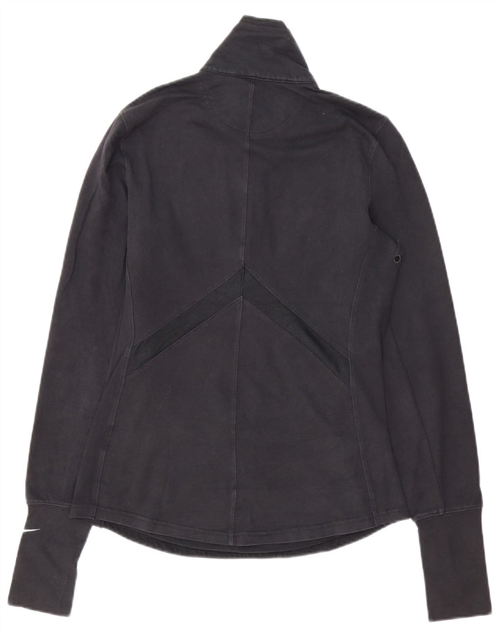 NIKE Top da tuta pullover con zip e collo Dri Fit da donna UK 12 medio blu navy
