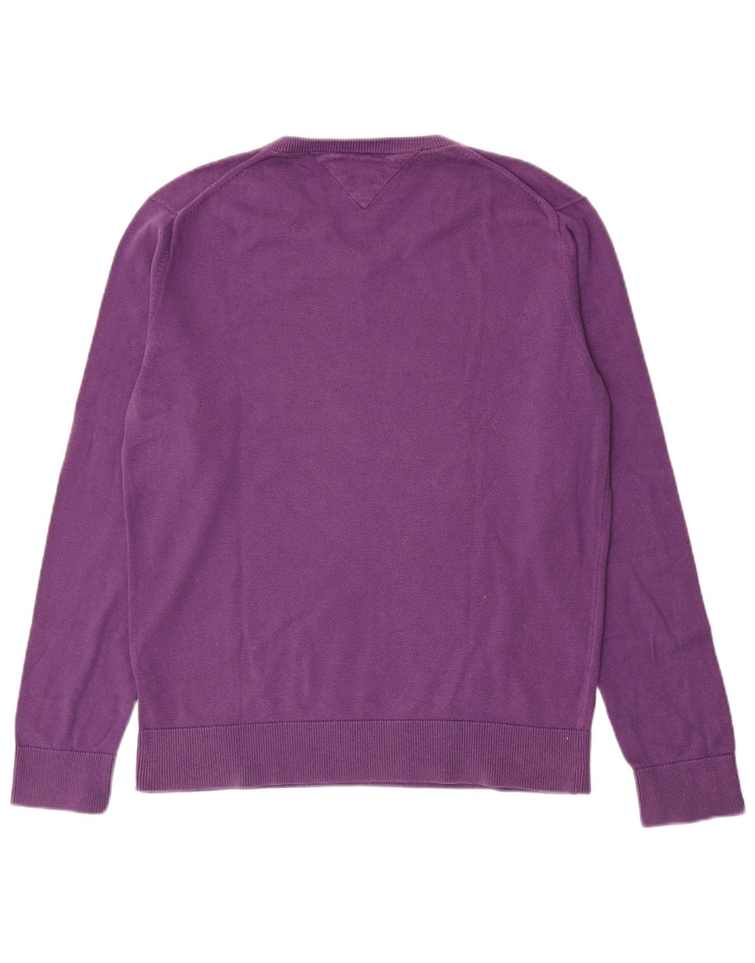 Maglione maglione con scollo a V da uomo Tommy Hilfiger cotone viola medio