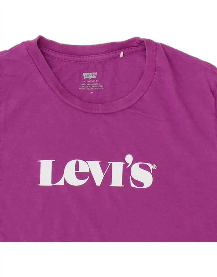 LEVI'S Womens Graphic T-Shirt Top UK 12 Medium Pink Cotton Vintage Levi's and Second-Hand Levi's from Messina Hembry 