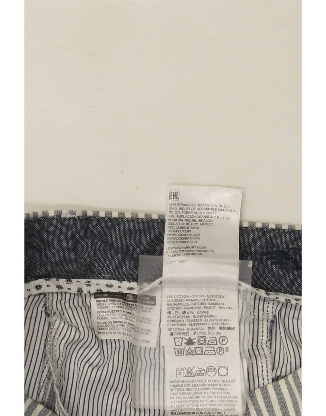 Pantaloncini chino da uomo Dockers W32 cotone a righe grandi grigie