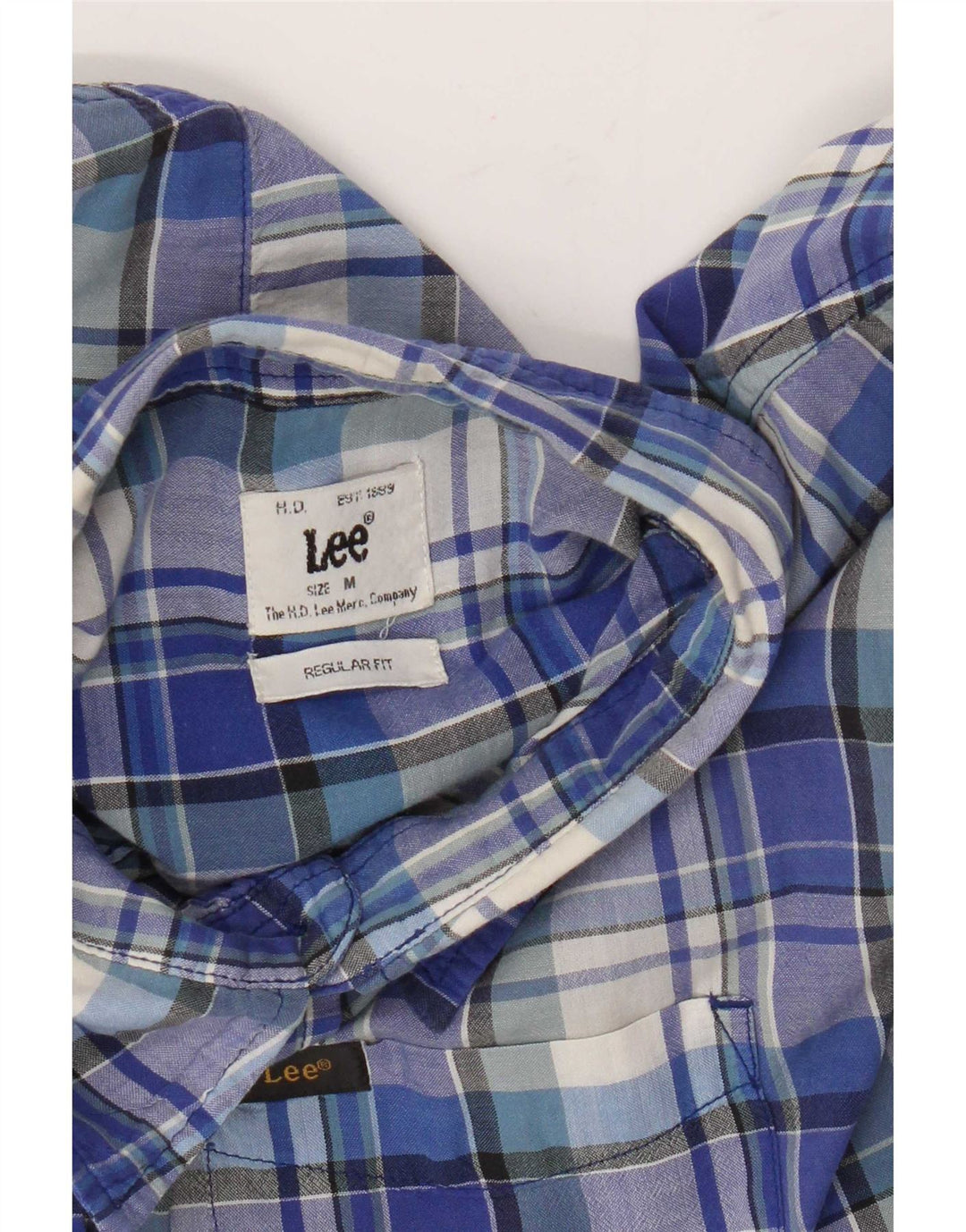 Camicia Lee da donna a maniche corte vestibilità regolare UK 14 scozzese blu medio