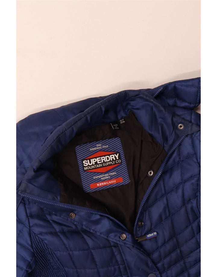 Giacca imbottita con cappuccio da donna SUPERDRY UK 12 medio poliestere blu navy