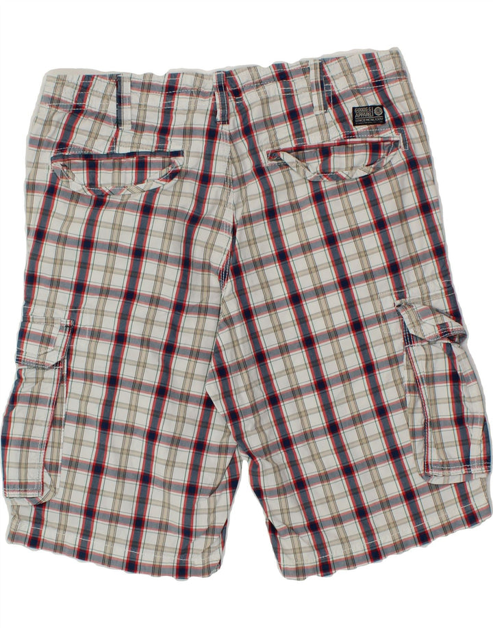 ANGELO LITRICO Mens Cargo Shorts IT 48 Medium W34  White Check Cotton Vintage Angelo Litrico and Second-Hand Angelo Litrico from Messina Hembry 