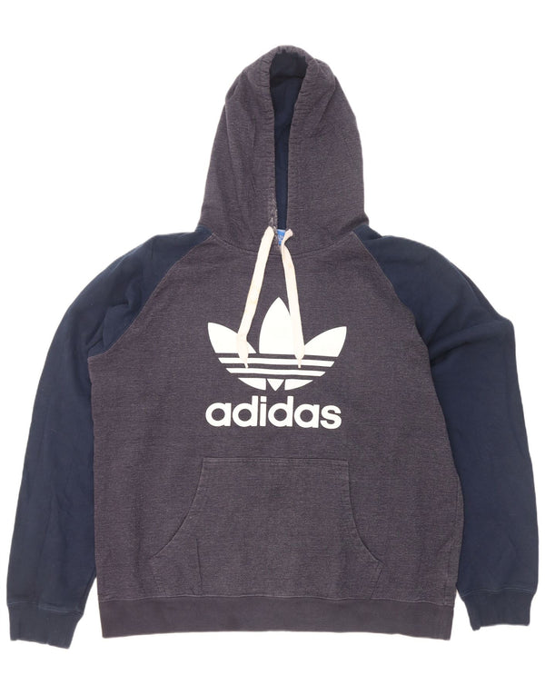 Felpa con cappuccio grafica da uomo Adidas 2XL in cotone color block grigio