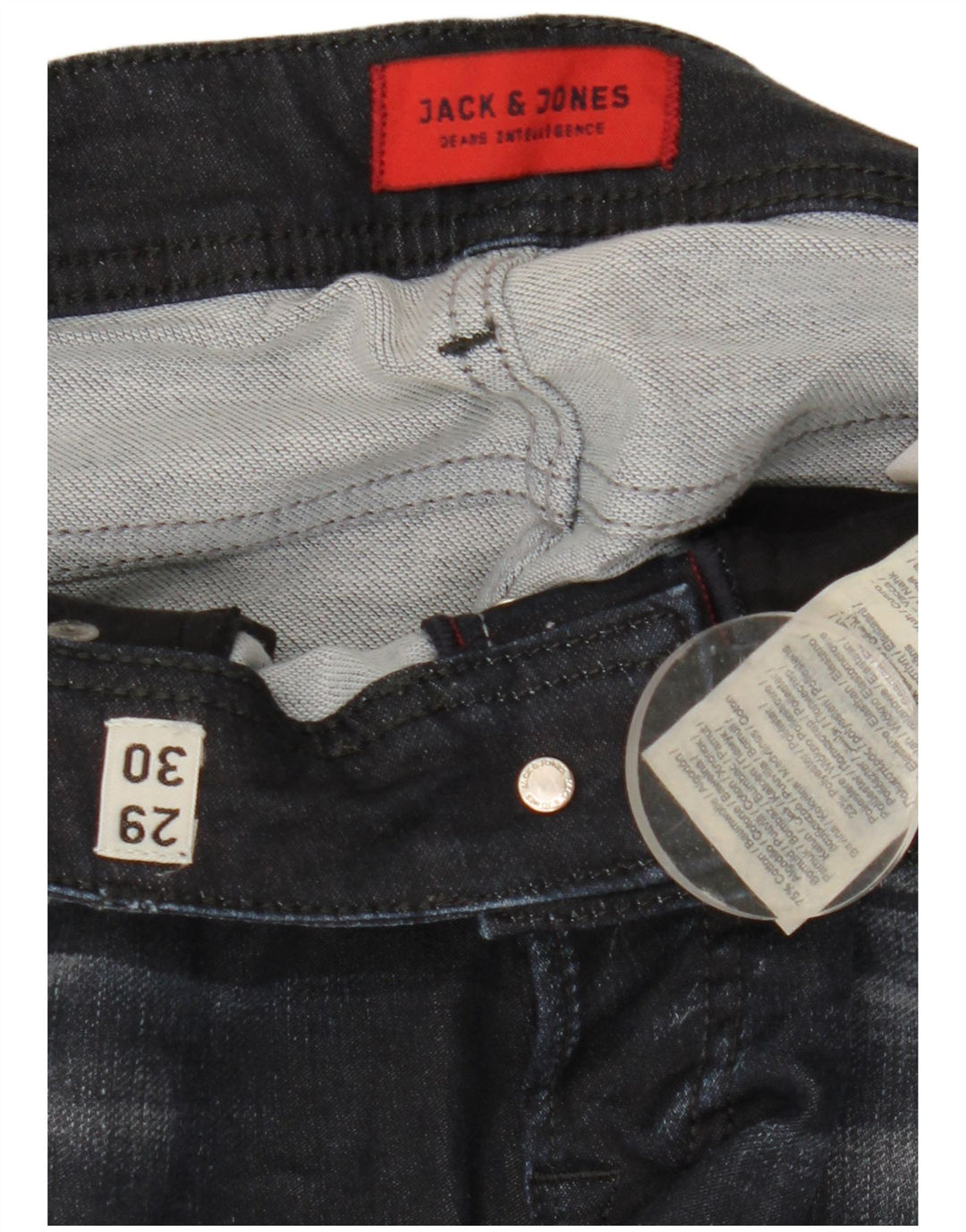 Jack & Jones Uomo GLENN Slim Jeans W29 L30 Blu Navy Cotone