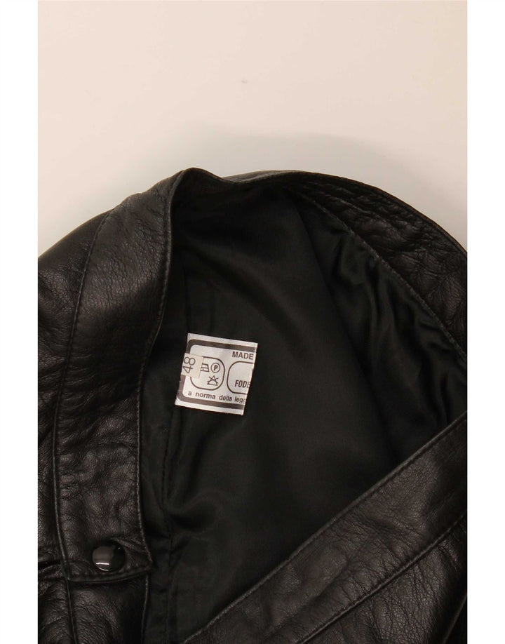 Mini gonna in pelle vintage da donna W30 media nera