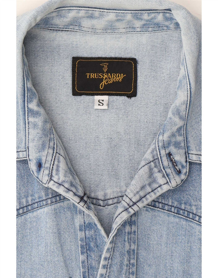 Camicia di jeans da uomo Trussardi Small Blu