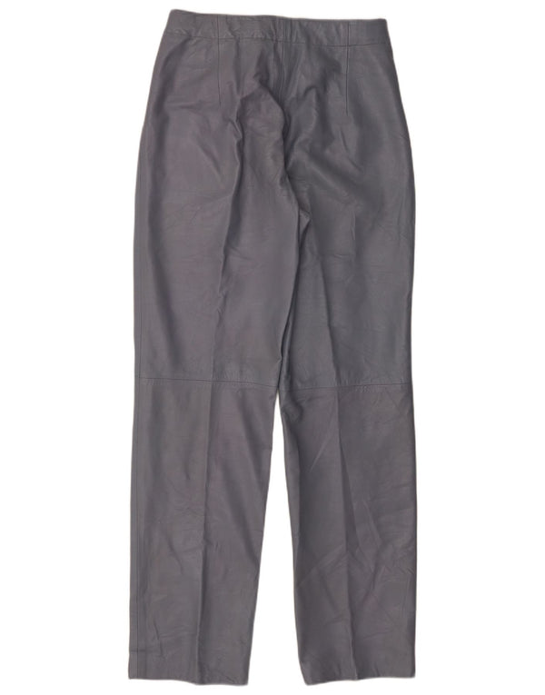 Pantaloni dritti in pelle da donna vintage IT 46 Large W28 L32 Grigio