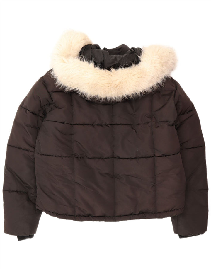 Giacca imbottita oversize con cappuccio da donna Topshop UK 8 piccola poliestere nero