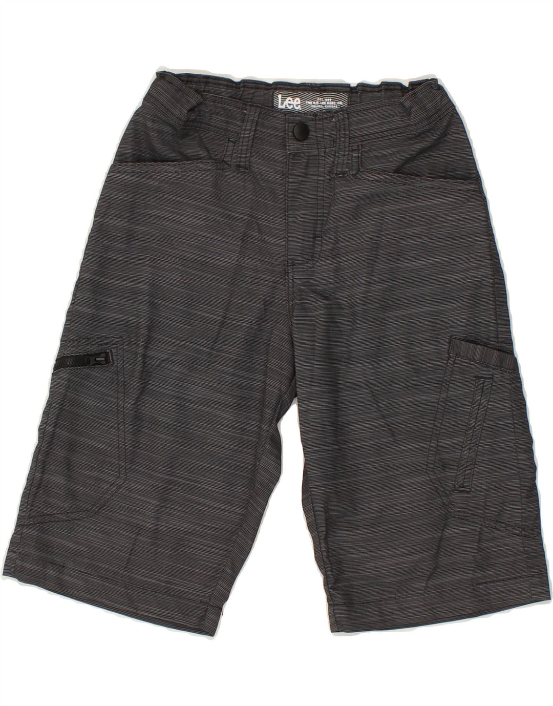 LEE Boys Cargo Shorts 11-12 Years W26  Grey Pinstripe Polyester Vintage Lee and Second-Hand Lee from Messina Hembry 
