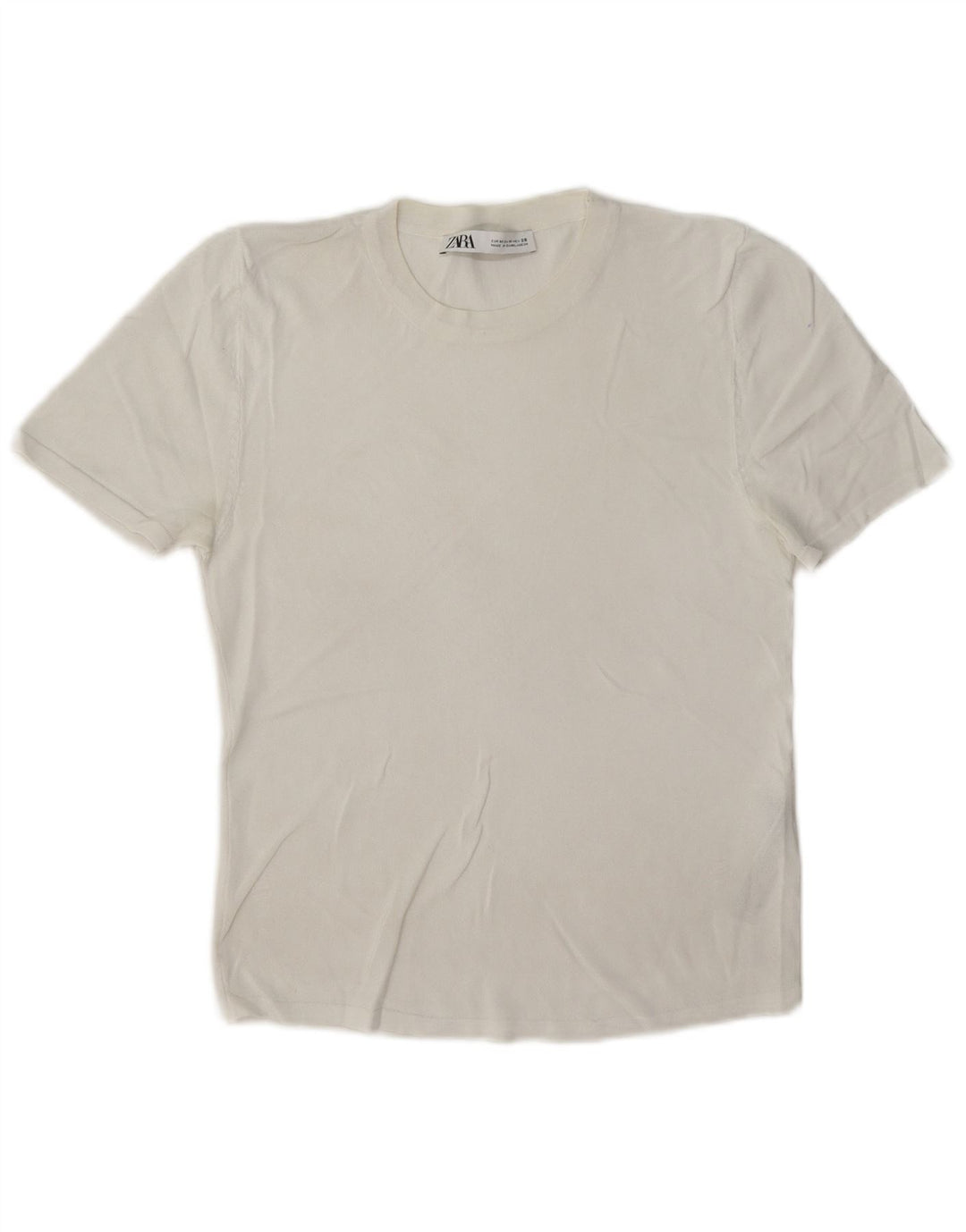 T-shirt Zara da donna Top UK 12 viscosa bianca media