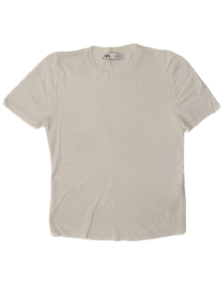 T-shirt Zara da donna Top UK 12 viscosa bianca media